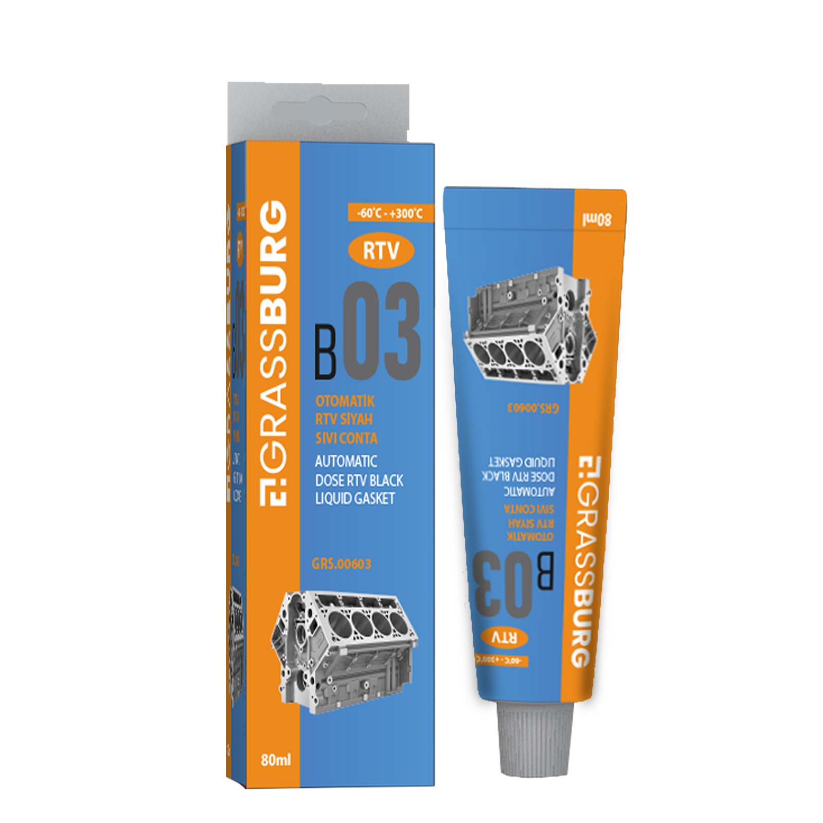 GRS-6186 - Grassburg Otomatik RTV Siyah Sıvı Conta ( 80 ml )